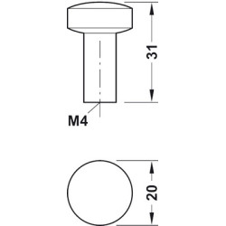 Bouton de meuble Ø20 mm zamak - HAFELE Bouton D20mm - HAFELE