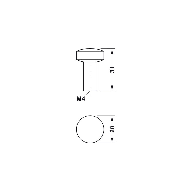 Bouton de meuble Ø20 mm zamak - HAFELE Bouton D20mm - HAFELE
