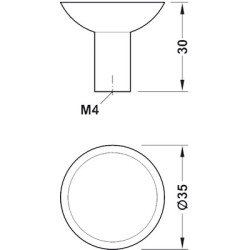 Bouton de meuble Ø35 mm zamak noir mat - HAFELE Bouton D35 mm - HAFELE