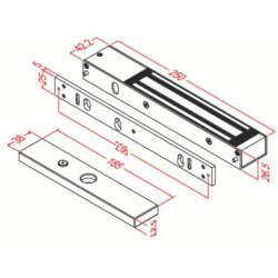 Ventouse électromagnétique en applique 300 Kg 12/24V BVA - EFF EFF