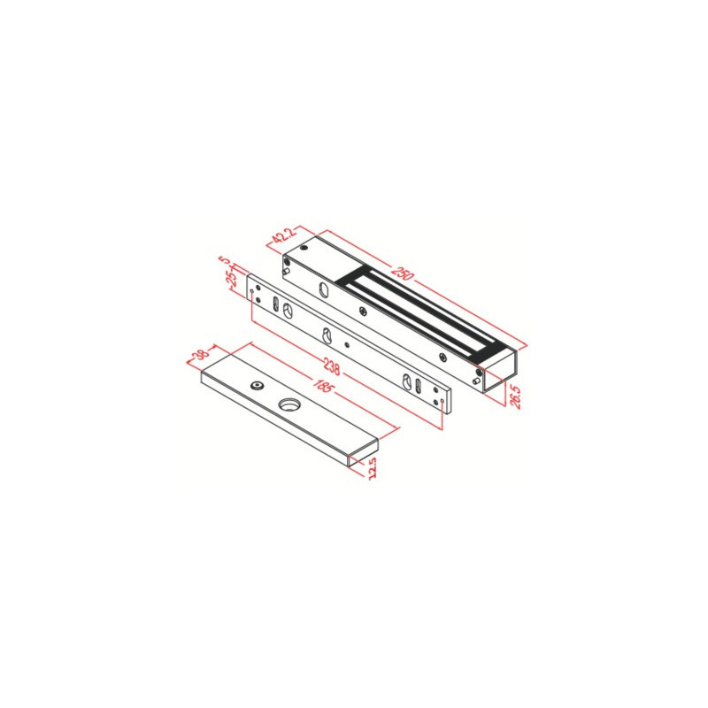 Ventouse électromagnétique en applique 300 Kg 12/24V BVA - EFF EFF