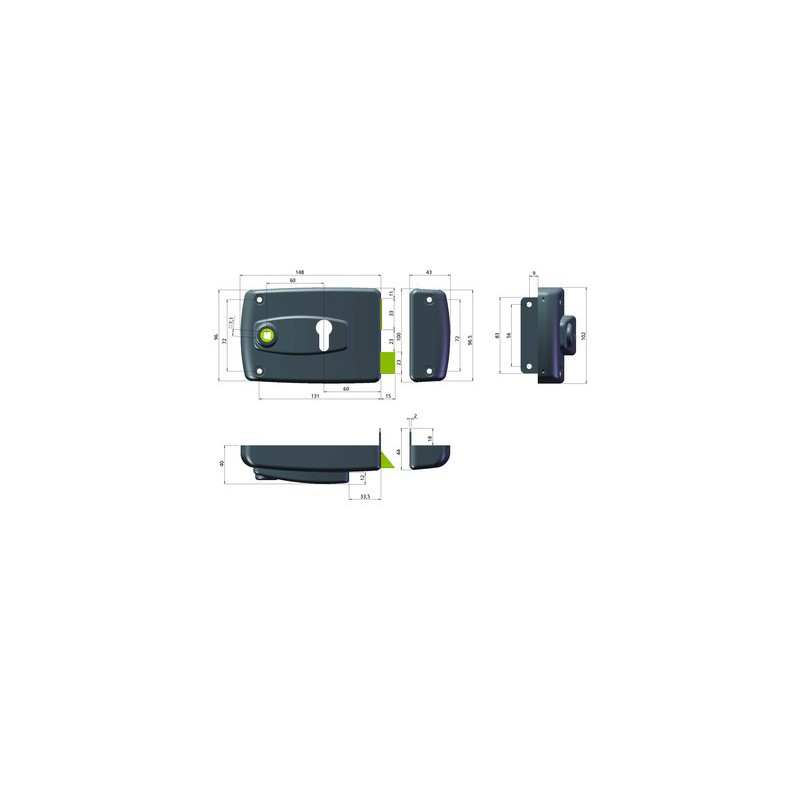 Serrure applique monopoint horizontale à fouillot profil européen FREELOX - JPM
