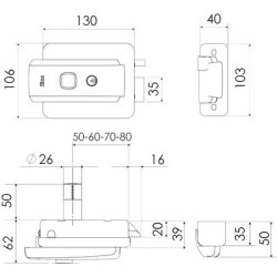 Serrure électrique en applique bec de cane 52N 12V - ISEO