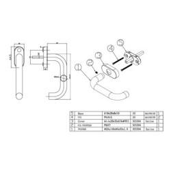 Poignée de fenêtre 1400C forme U inox - FONDERIA MARCHESI
