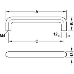 Poignée de meuble forme D 6 pans H1710 - HAFELE