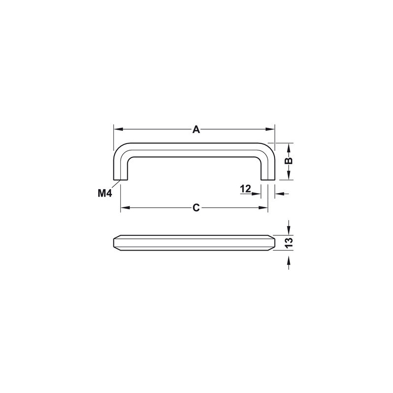 Poignée de meuble forme D 6 pans H1710 - HAFELE