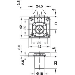 Serrure de meuble pour volet roulant à appliquer SYMO - HAFELE