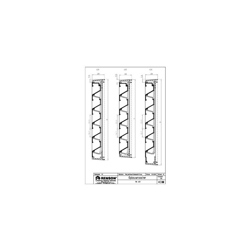 Grille de ventilation sur mesure STANDARD 431 - RENSON