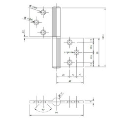 Paumelle aluminium universelle à bouts carrés 102x94 mm - ARLU