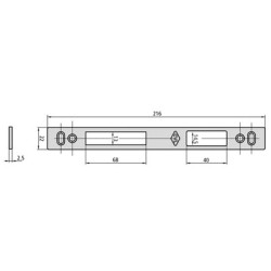 Gâche centrale double empennage plate CE184-6L - CVL