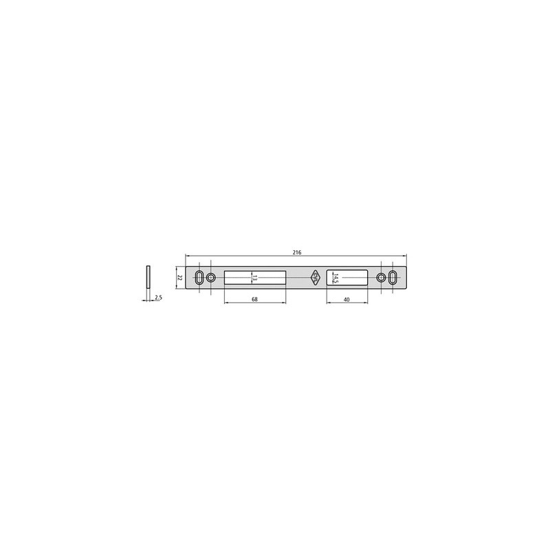 Gâche centrale double empennage plate CE184-6L - CVL