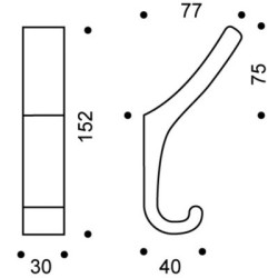 Patère 2 têtes type 44 argent - VACHETTE