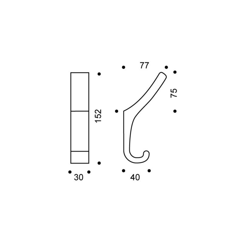 Patère 2 têtes type 44 argent - VACHETTE