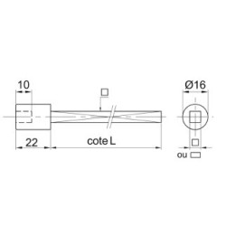 Douille carré femelle sur tige carré 7x100 mm - COUILLET