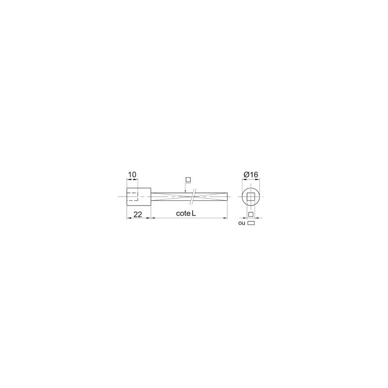 Douille carré femelle sur tige carré 7x100 mm - COUILLET