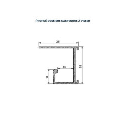 Profil dossiers suspendus aluminium à visser sous tablette - ATRIUS