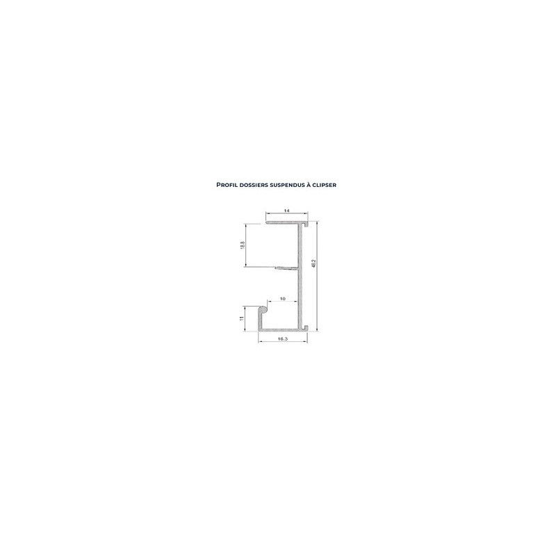 Profil dossiers suspendus aluminium sur chant - ATRIUS