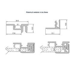 Ensemble de 2 profils aluminium pour miroir - ATRIUS