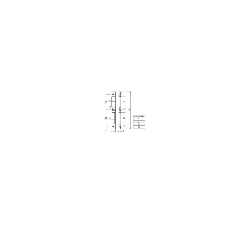 Gâche centrale double empennage 3104 / 3114 - METALUX
