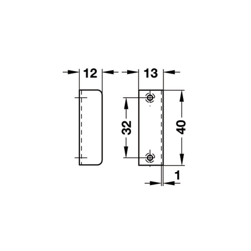 Gâche à équerre à visser 40x13x12 mm - HAFELE