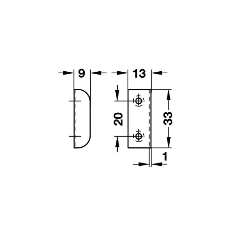 Gâche à équerre à visser 33x12x9 mm - HAFELE