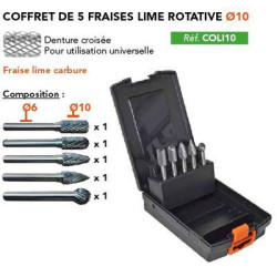 Coffret 5 fraises lime rotatives diamètre 10 - ALPHA COUPE
