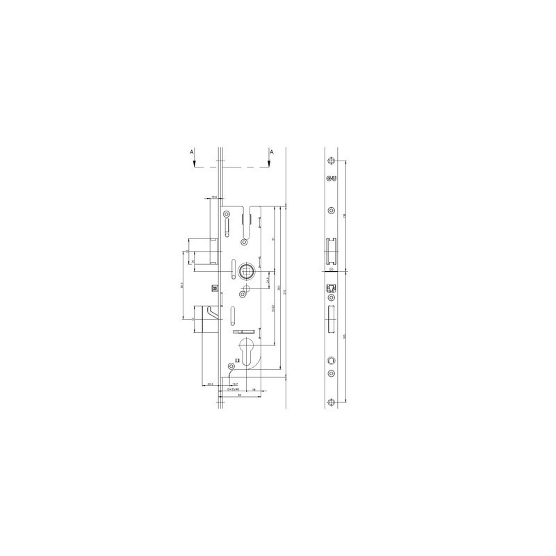 Serrure à encastrer 5 points 2285 mm GU FERCOMATIC SH/R - FERCO
