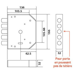 Serrure applique 3 points horizontale pêne dormant porte poussant A2P 9600 VAL SENIOR - SECURYSTAR