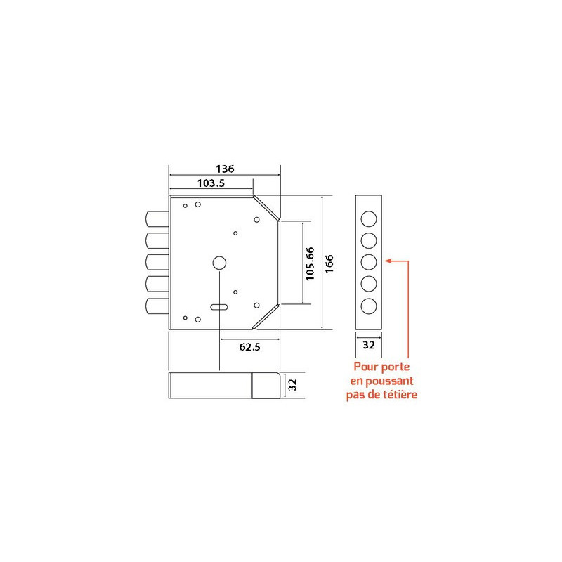 Serrure applique 3 points horizontale pêne dormant porte poussant A2P 9600 VAL SENIOR - SECURYSTAR