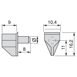 Taquet d'étagère à enfoncer Ø 5 mm transparent - INTERGES