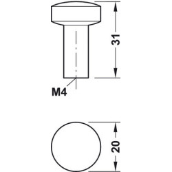 Bouton de meuble nickelé brossé H1340 - HAFELE