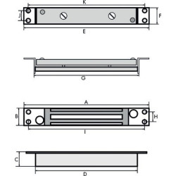 Ventouse électromagnétique à encastrer à cisaillement 455KG 12/24V SECURITRON - JPM