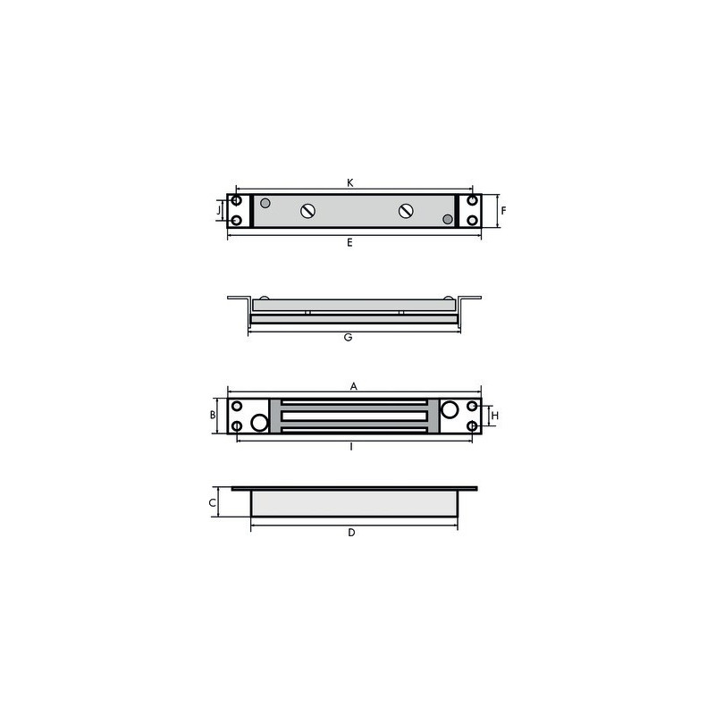 Ventouse électromagnétique à encastrer à cisaillement 455KG 12/24V SECURITRON - JPM