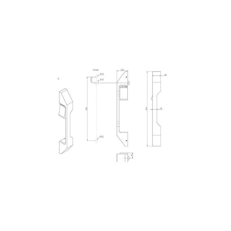 Poignée manoeuvrante déportée pour coulissant aluminium SEZAM DS8708 - CROISEE DS