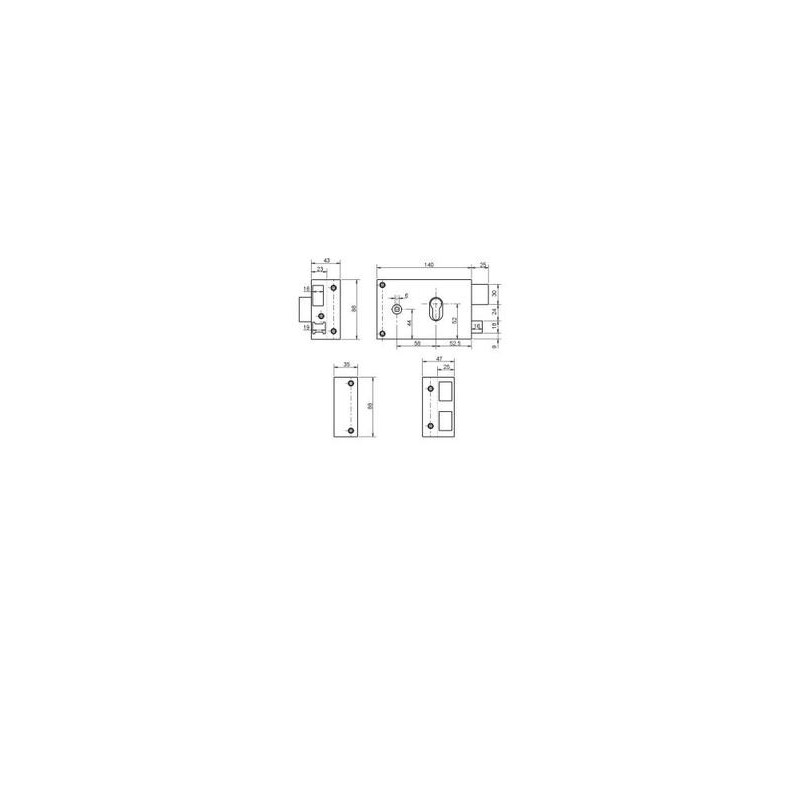 Serrure applique monopoint de grille horizontale à fouillot profil européen 9762 - METALUX
