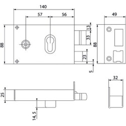 Serrure applique monopoint horizontale à tirage pour profil européen - JPM