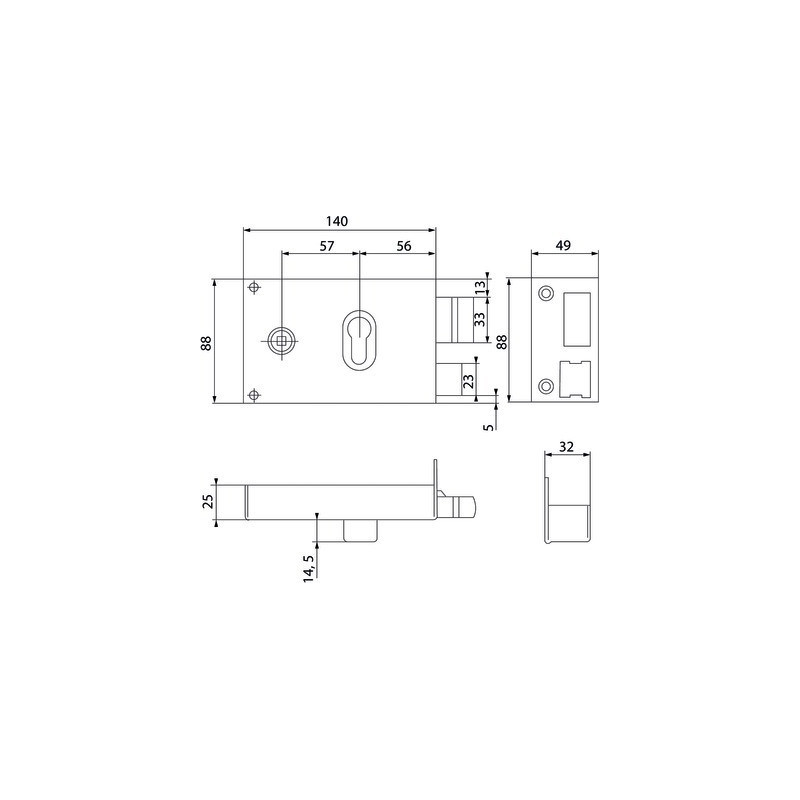 Serrure applique monopoint horizontale à tirage pour profil européen - JPM