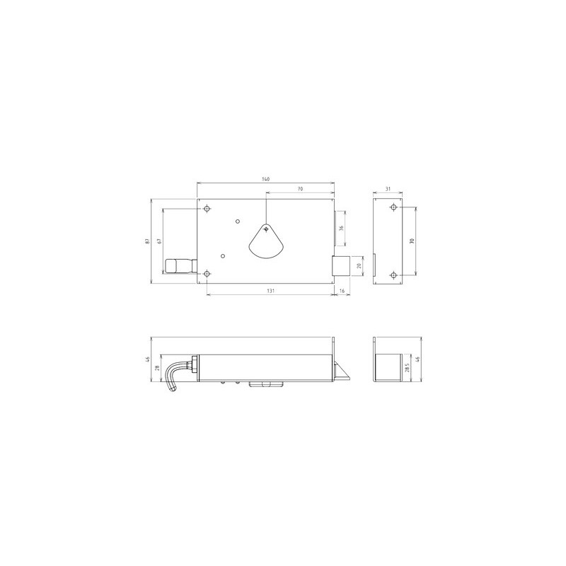 Serrure applique monopoint horizontale clé 4 gorges à crochet - DEVISMES