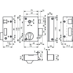 Serrure applique monopoint verticale à fouillot pour cylindre européen - FTH THIRARD