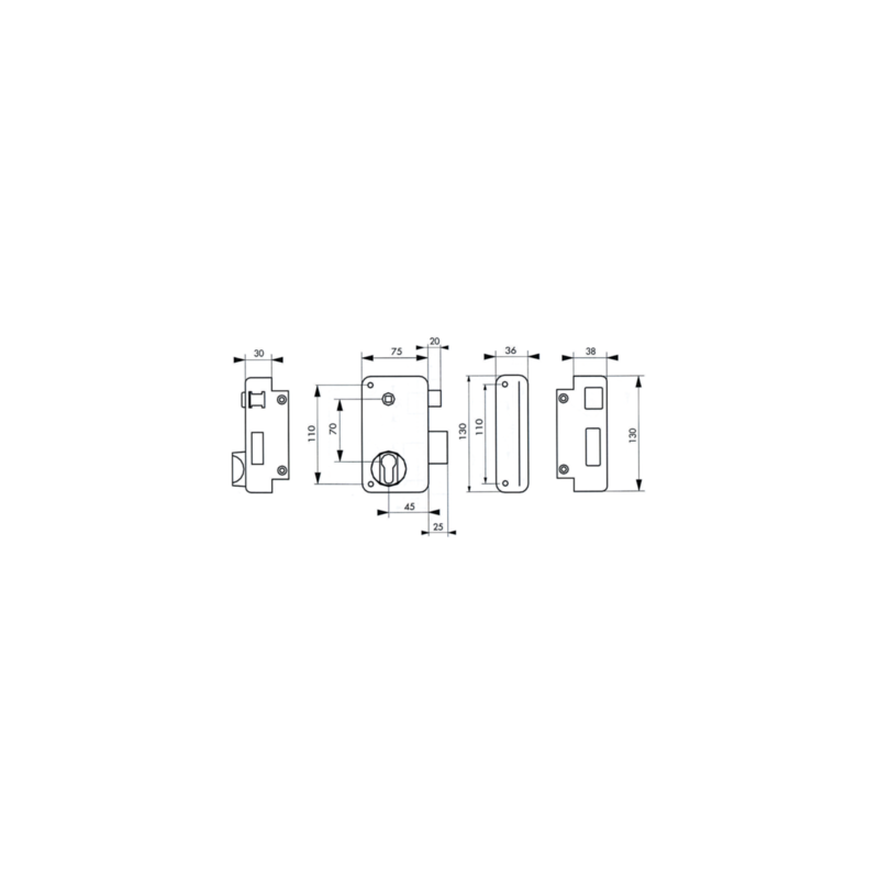Serrure applique monopoint de grille verticale à fouillot profil européen - FTH THIRARD