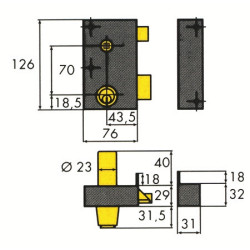 Serrure applique monopoint verticale à fouillot poussant ZENITH 572 - ISEO