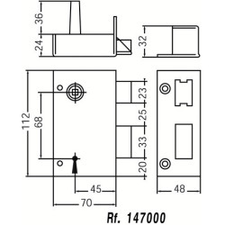 Serrure applique monopoint verticale à fouillot clé à chiffres - JPM