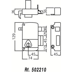 Serrure applique monopoint verticale à tirage CISA sur numéro BC1534 - NORMBAU