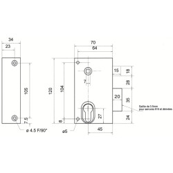 Serrure applique monopoint verticale à fouillot profil européen 9814 zinguée - METALUX