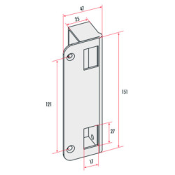 Gâche pour serrure applique verticale à fouillot profil européen pêne réglable - TIRARD & BURGAUD