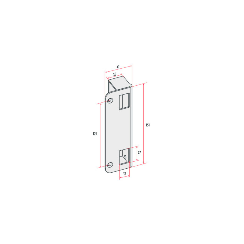 Gâche pour serrure applique verticale à fouillot profil européen pêne réglable - TIRARD & BURGAUD