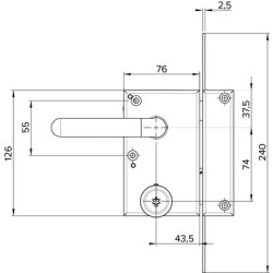 Bloc seul pour serrure applique 3 points verticale à tirage profil rond A2P*** CAVITH - ISEO