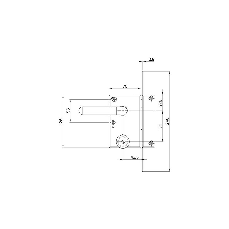 Bloc seul pour serrure applique 3 points verticale à tirage profil rond A2P*** CAVITH - ISEO