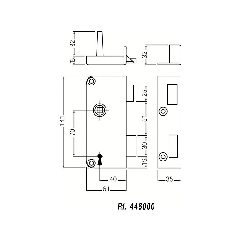Serrure applique monopoint verticale à fouillot extra plate pêne dormant demi-tour - JPM