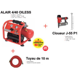 Kit 3 outils compresseur, cloueur pneumatique et tuyau - ALSAFIX